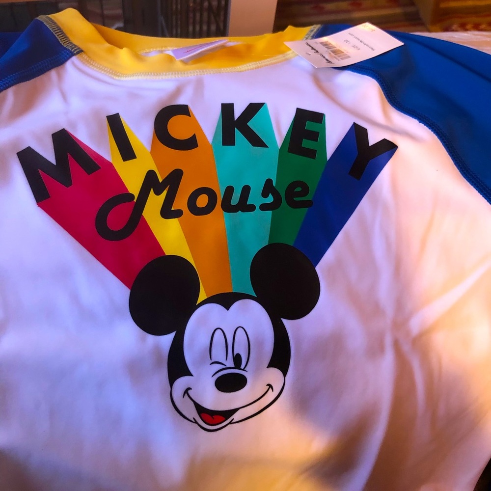Hanna Andersson Disney, Mickey Mouse long-sleeved rash guard/swim shirt.